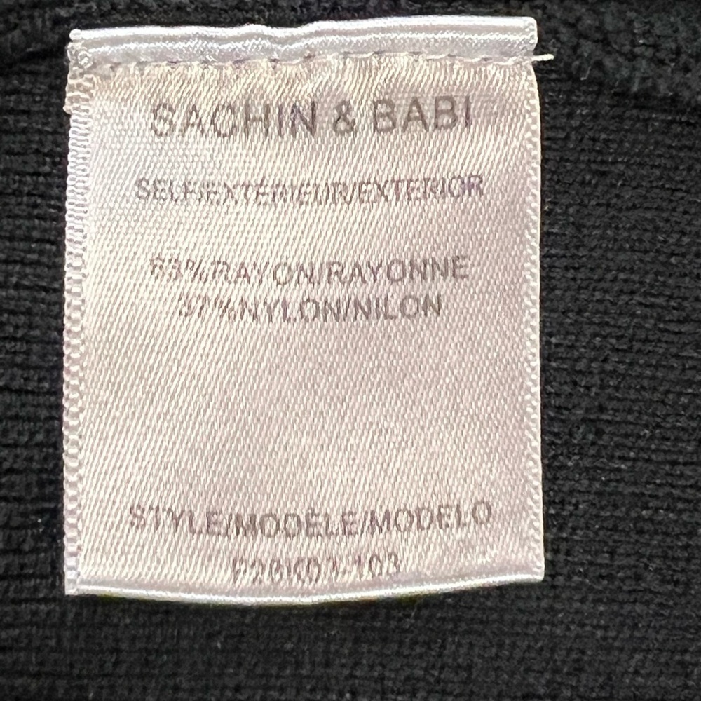 BLACK Sachin & Babi Seraphina Long Sleeve Fringe Knit Black Dress Gown S - Picture 9 of 16